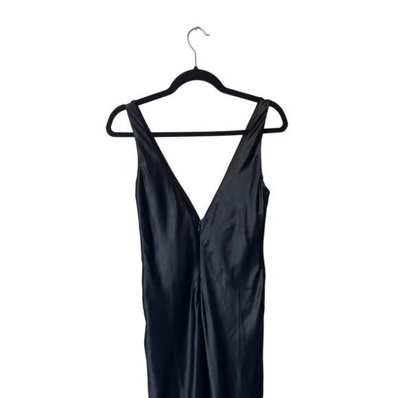 Y2K Maxi Dress Sz 8 Vintage Night Way Black Slip Satin Evening Prom Embellished - Picture 5 of 7